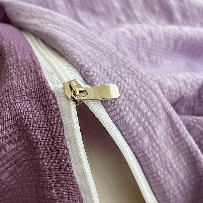 91家纺网 家纺一手货源 找家纺 优承佳生活馆 2026新款软糯双拼泡芙纱四件套 芋泥紫+烟雾紫