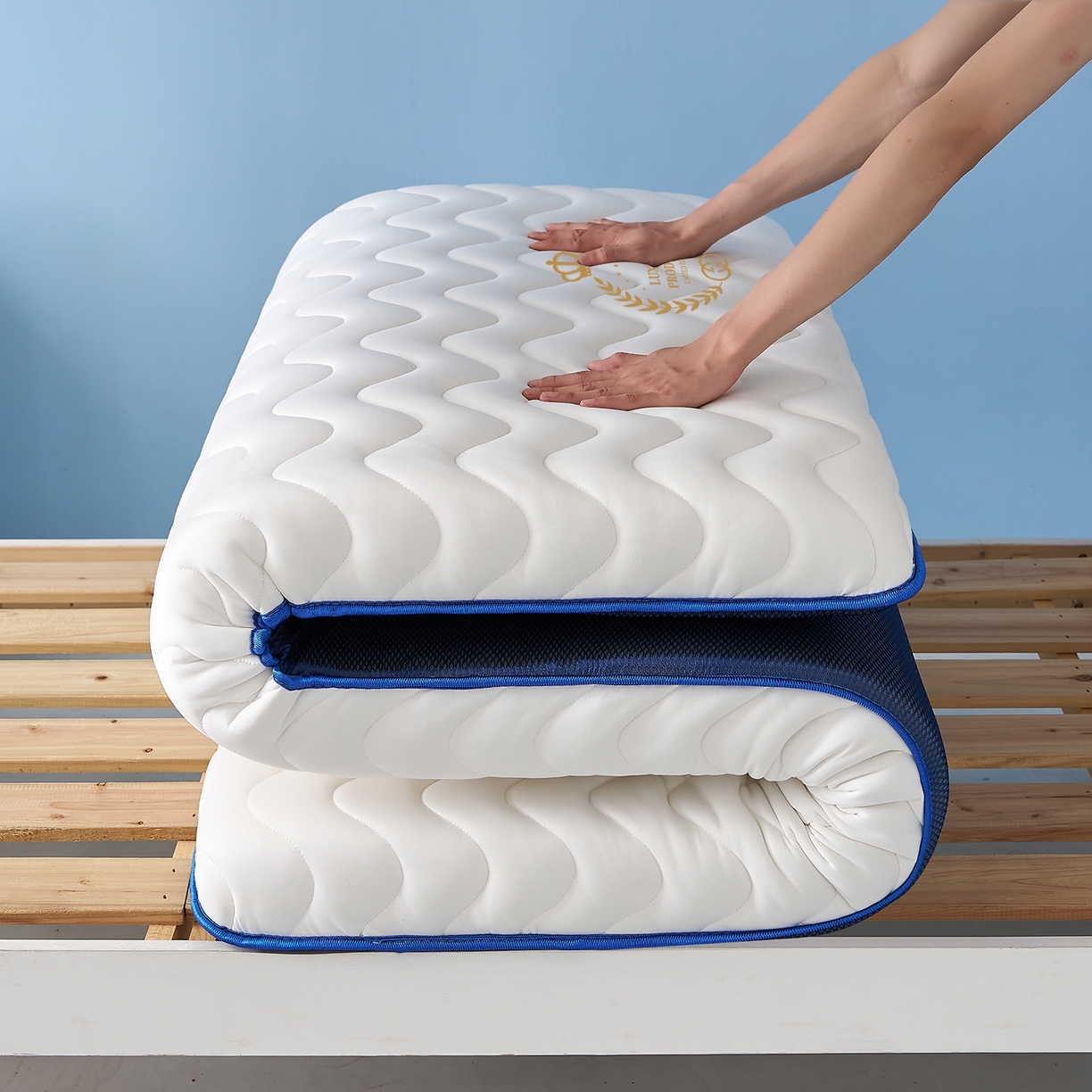 91家纺网 家纺一手货源 找家纺 （总）月茶家纺 2026新款皇冠学生款单边波浪床垫