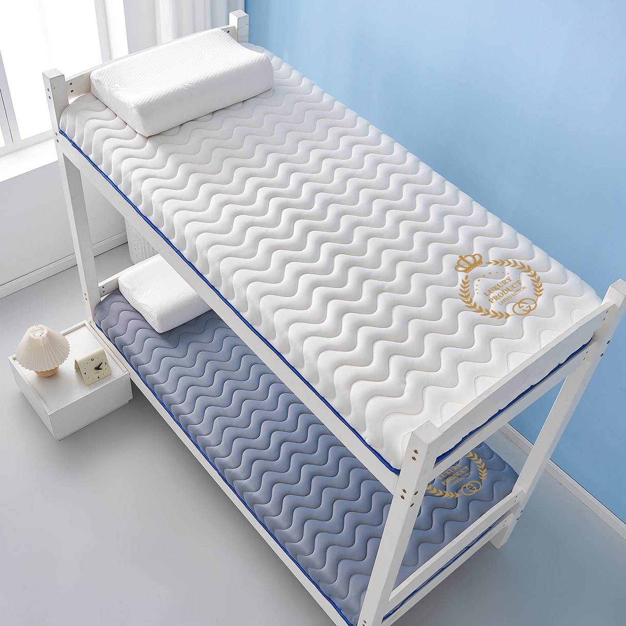 91家纺网 家纺一手货源 找家纺 （总）月茶家纺 2026新款皇冠学生款单边波浪床垫