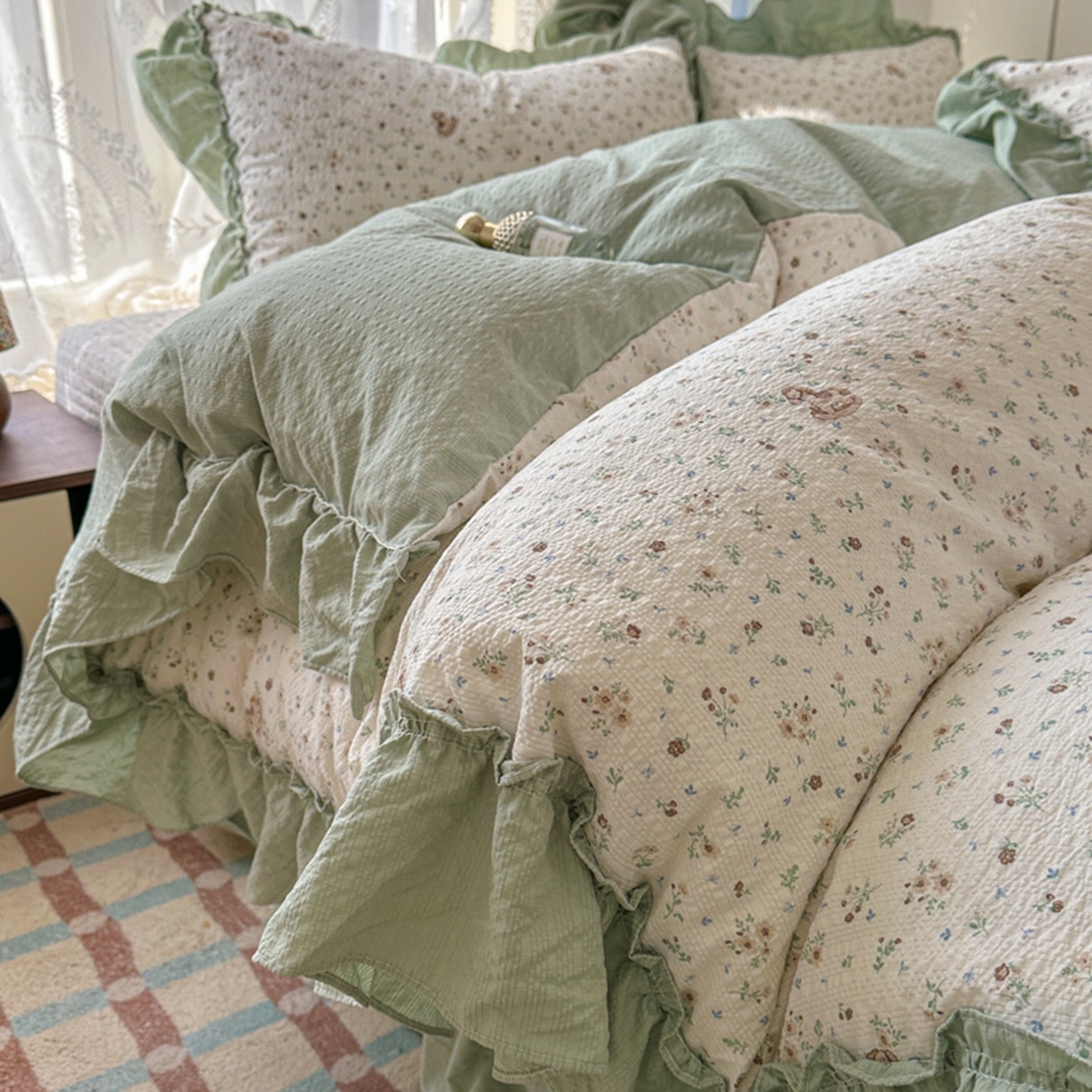 91家纺网 家纺一手货源 找家纺 欧尚 2026新款花边床盖四件套 春和