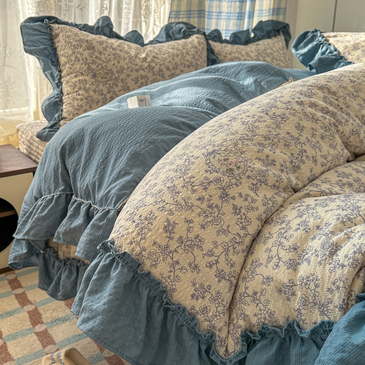 91家纺网 家纺一手货源 找家纺 欧尚 2026新款花边床盖四件套 花束