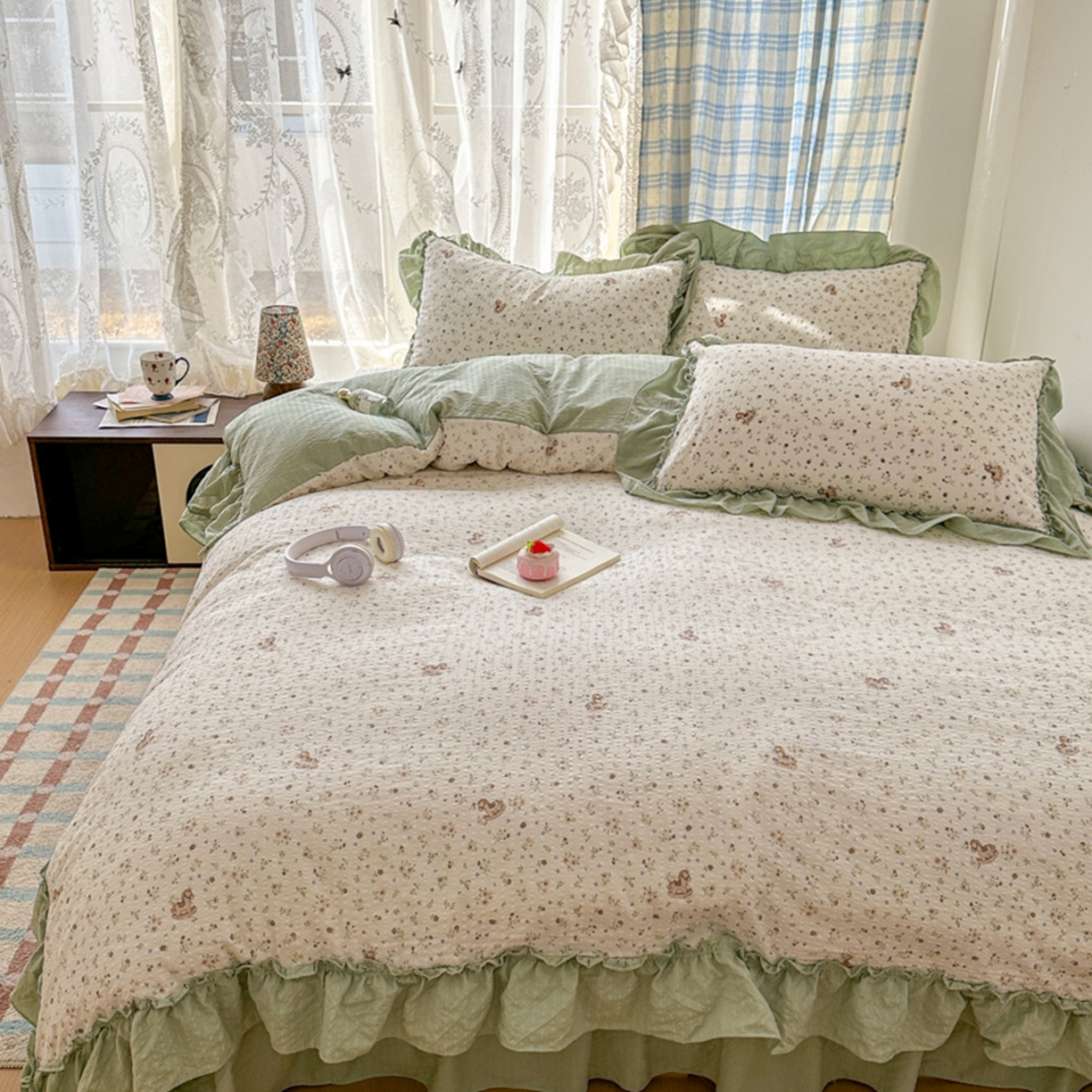 91家纺网 家纺一手货源 找家纺 欧尚 2026新款花边床盖四件套 春和