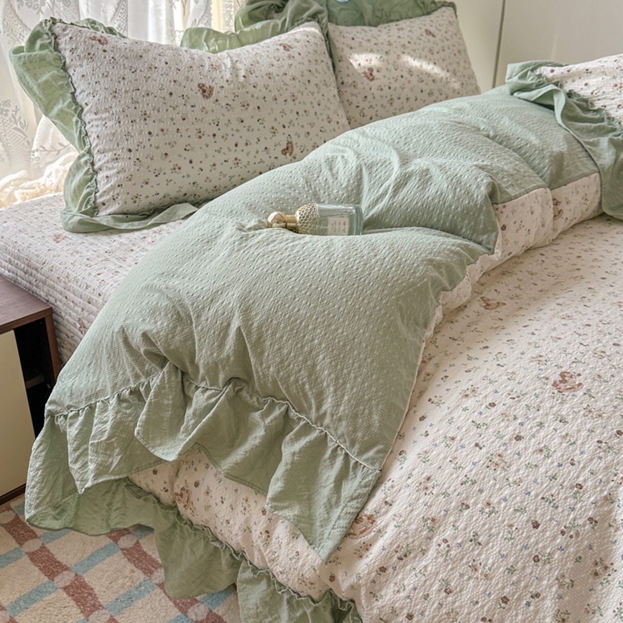 91家纺网 家纺一手货源 找家纺 欧尚 2026新款花边床盖四件套 春和