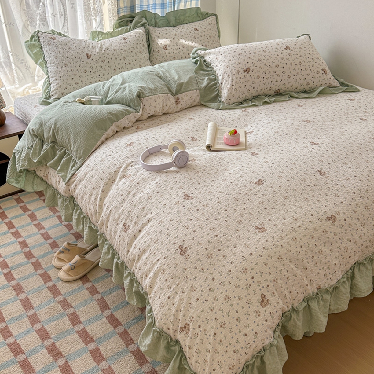 91家纺网 家纺一手货源 找家纺 欧尚 2026新款花边床盖四件套 春和