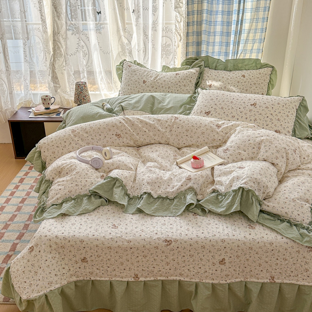 91家纺网 家纺一手货源 找家纺 欧尚 2026新款花边床盖四件套 春和