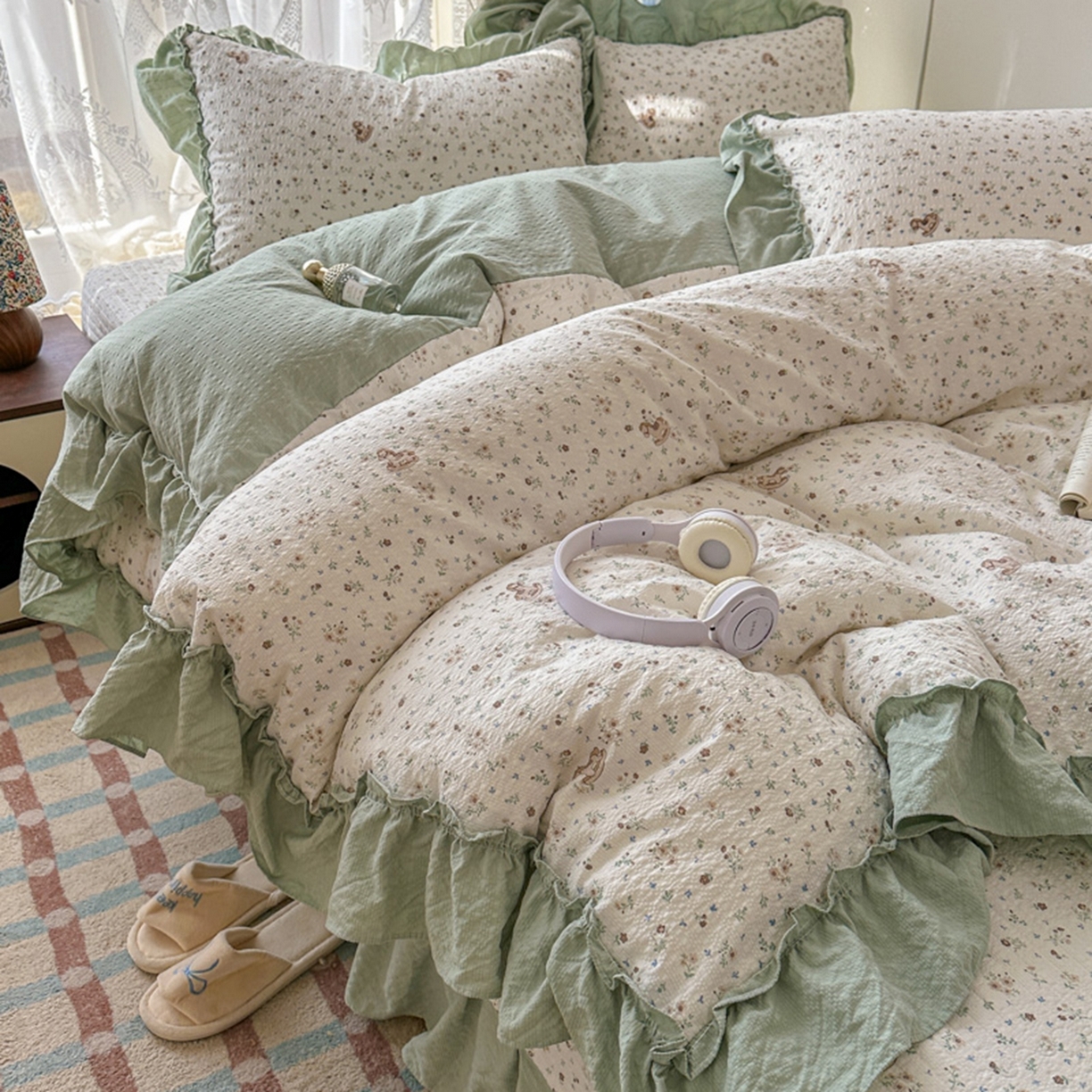 91家纺网 家纺一手货源 找家纺 欧尚 2026新款花边床盖四件套 春和