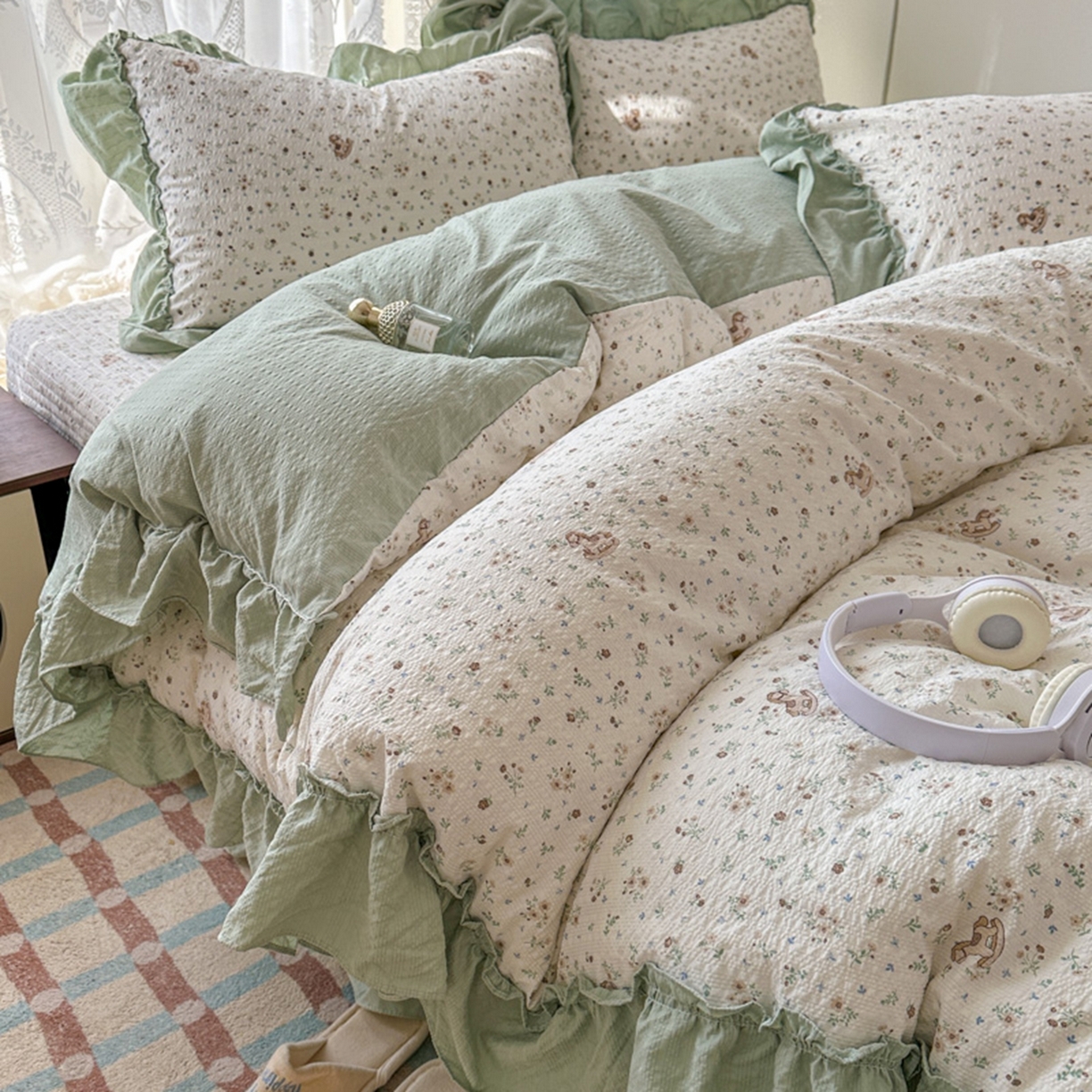 91家纺网 家纺一手货源 找家纺 欧尚 2026新款花边床盖四件套 春和