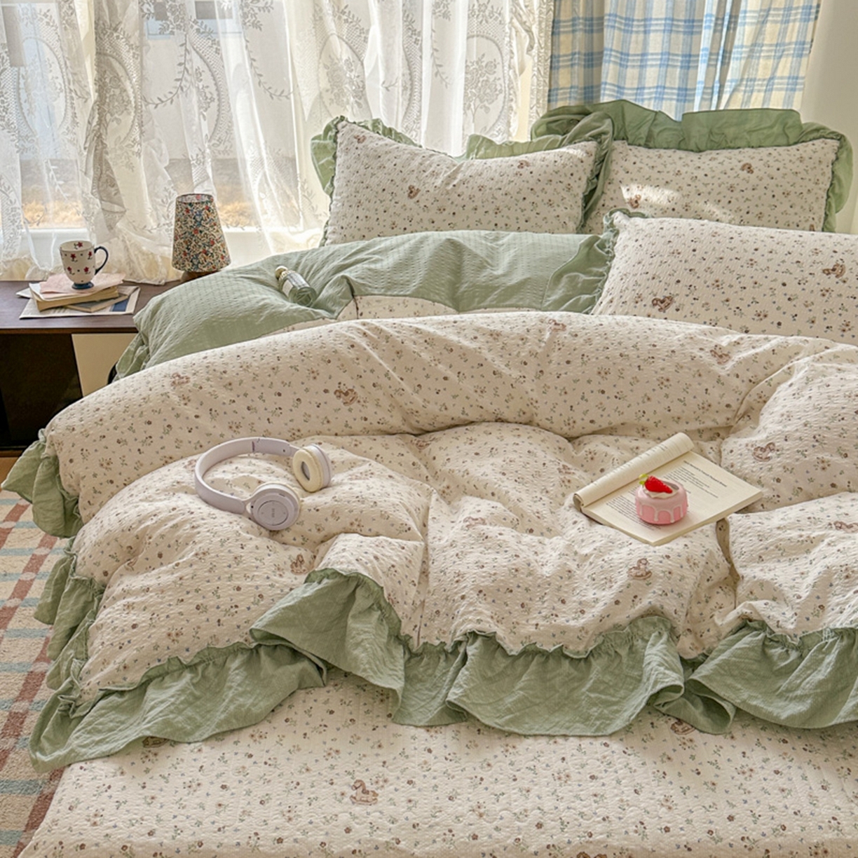 91家纺网 家纺一手货源 找家纺 欧尚 2026新款花边床盖四件套 春和