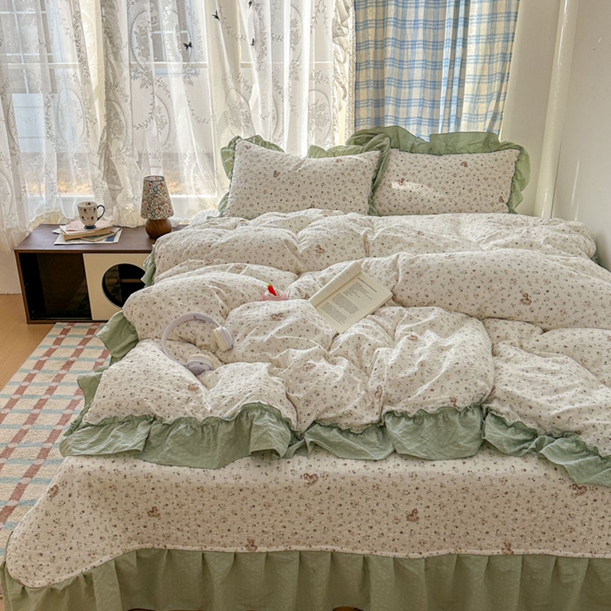 91家纺网 家纺一手货源 找家纺 欧尚 2026新款花边床盖四件套 春和