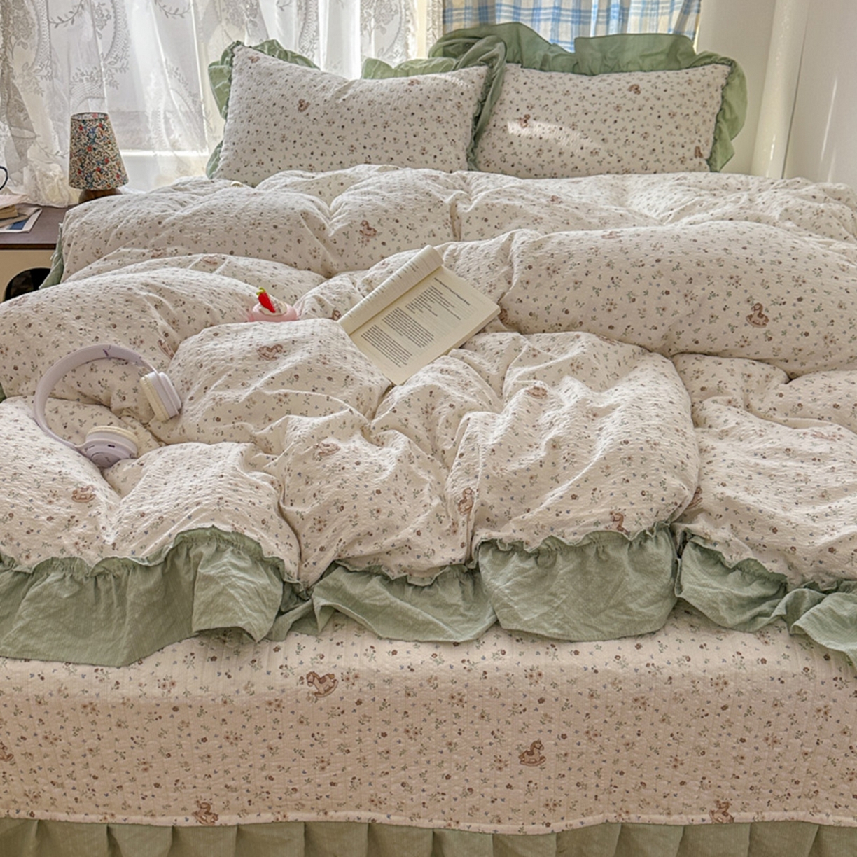 91家纺网 家纺一手货源 找家纺 欧尚 2026新款花边床盖四件套 春和