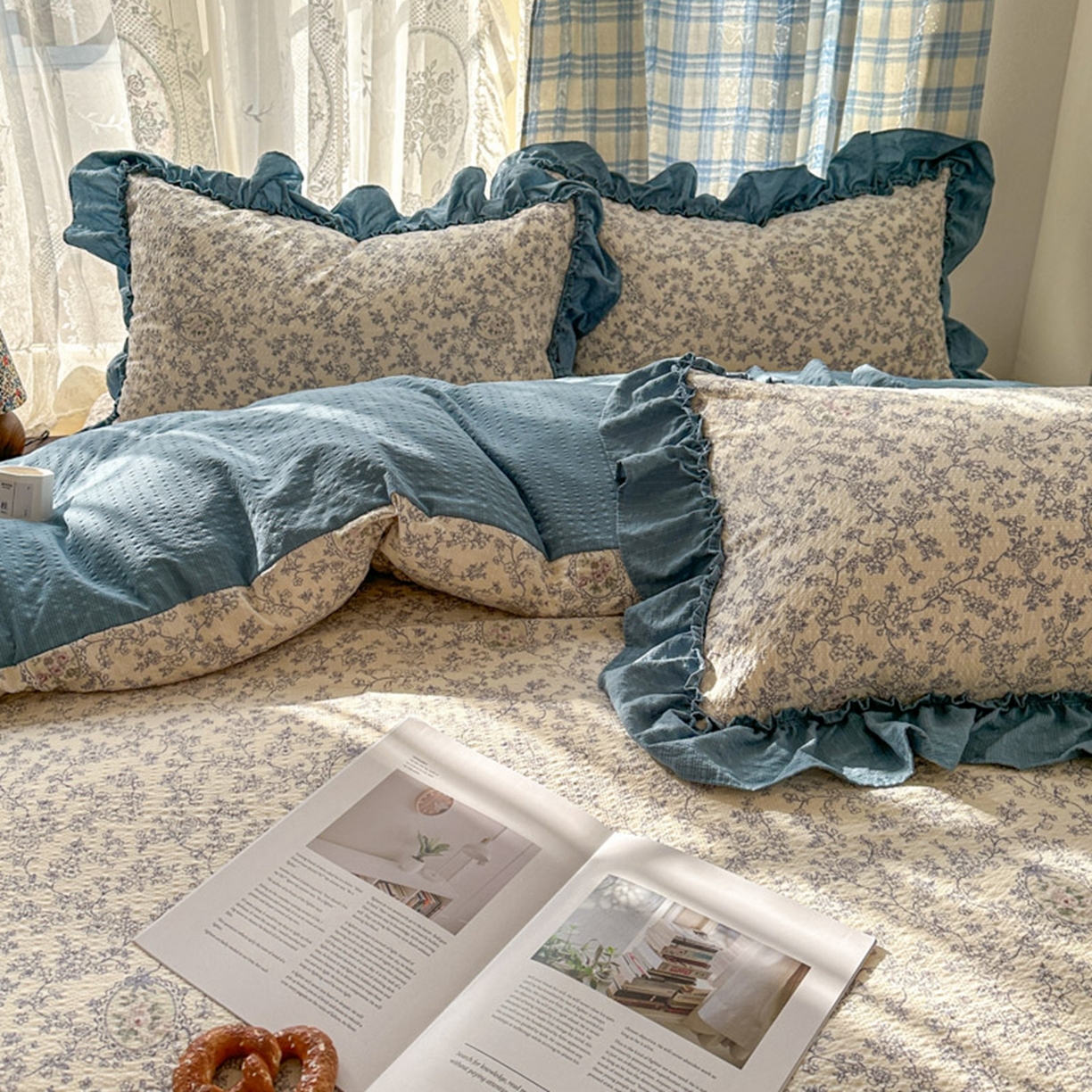 91家纺网 家纺一手货源 找家纺 欧尚 2026新款花边床盖四件套 花束