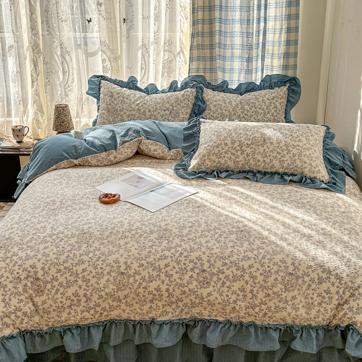 91家纺网 家纺一手货源 找家纺 欧尚 2026新款花边床盖四件套 花束