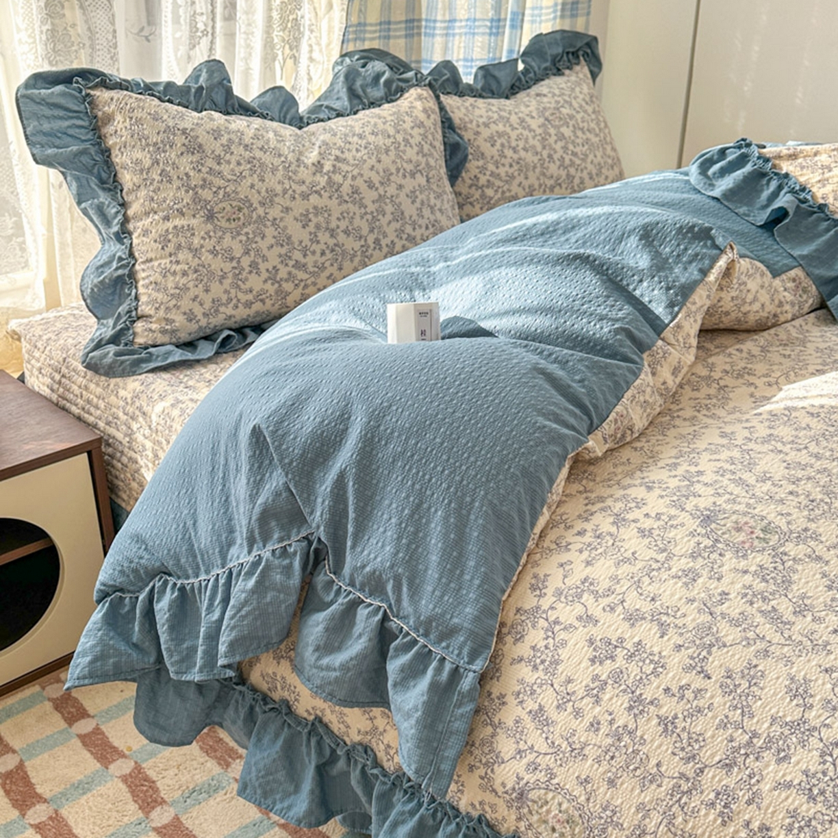 91家纺网 家纺一手货源 找家纺 欧尚 2026新款花边床盖四件套 花束