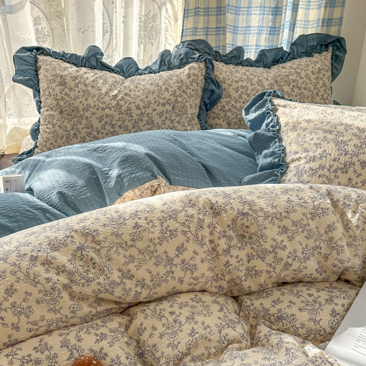 91家纺网 家纺一手货源 找家纺 欧尚 2026新款花边床盖四件套 花束