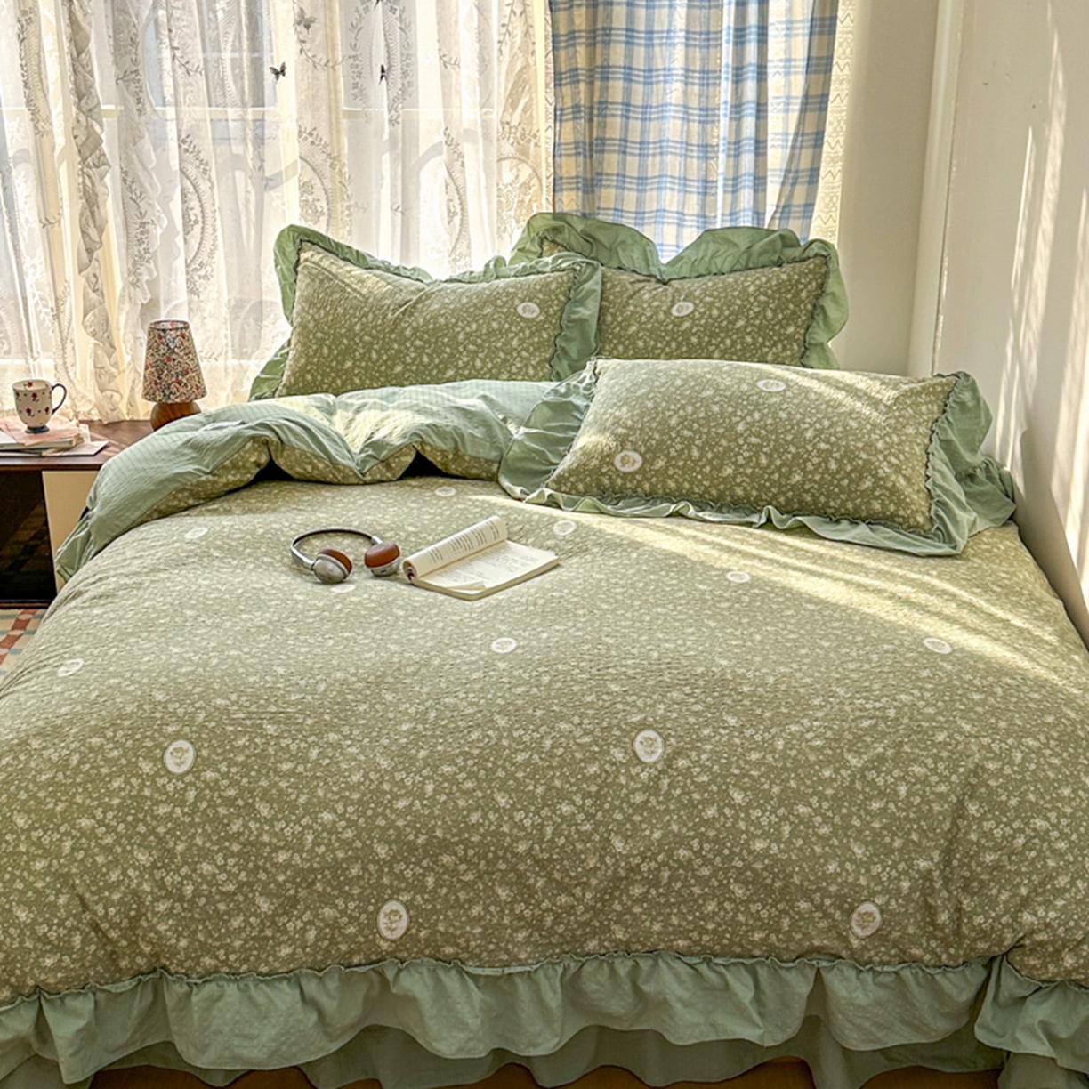 91家纺网 家纺一手货源 找家纺 欧尚 2026新款花边床盖四件套 梦境