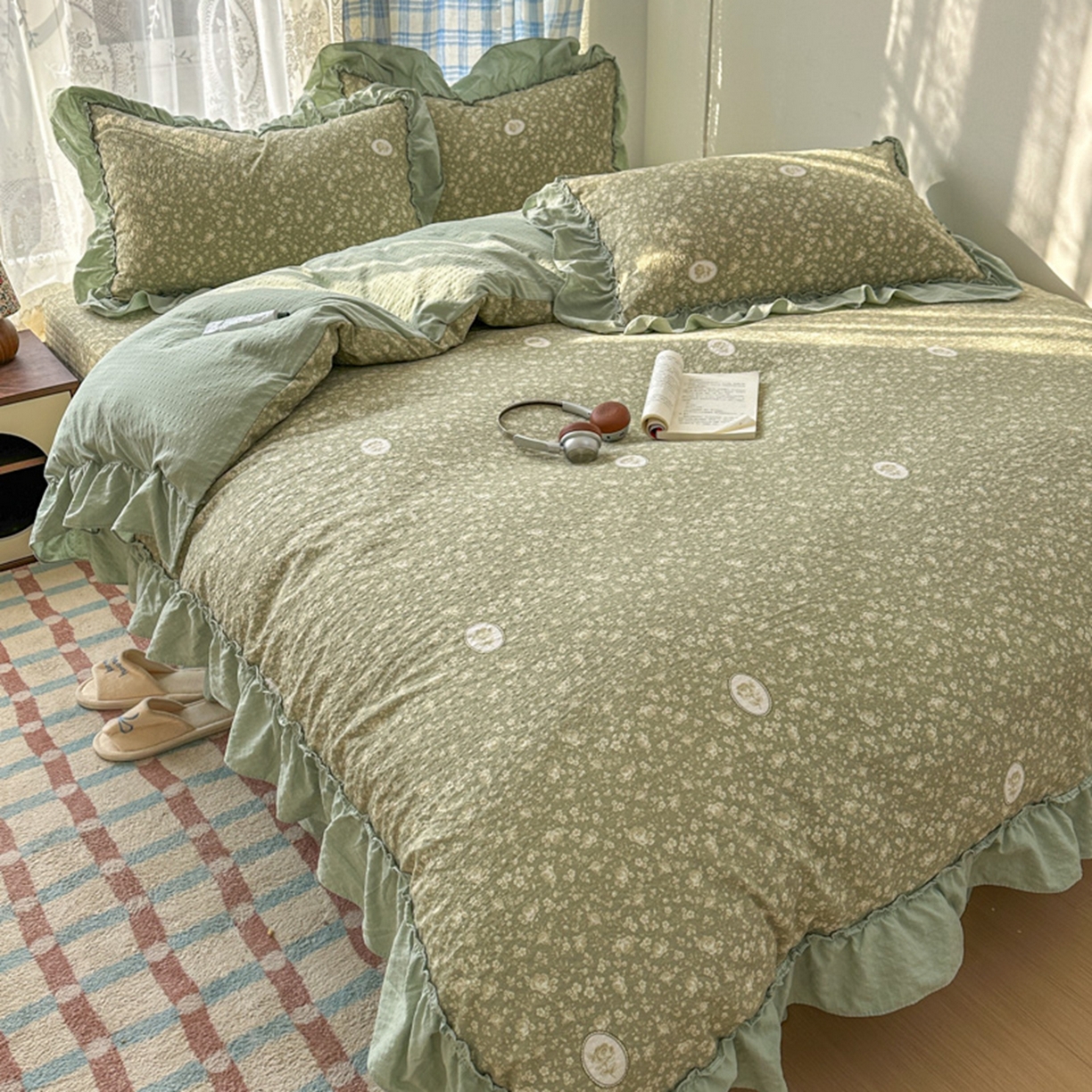 91家纺网 家纺一手货源 找家纺 欧尚 2026新款花边床盖四件套 梦境