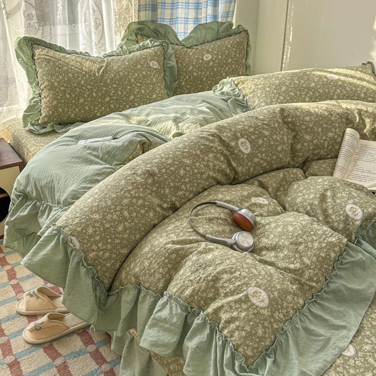 91家纺网 家纺一手货源 找家纺 欧尚 2026新款花边床盖四件套 梦境