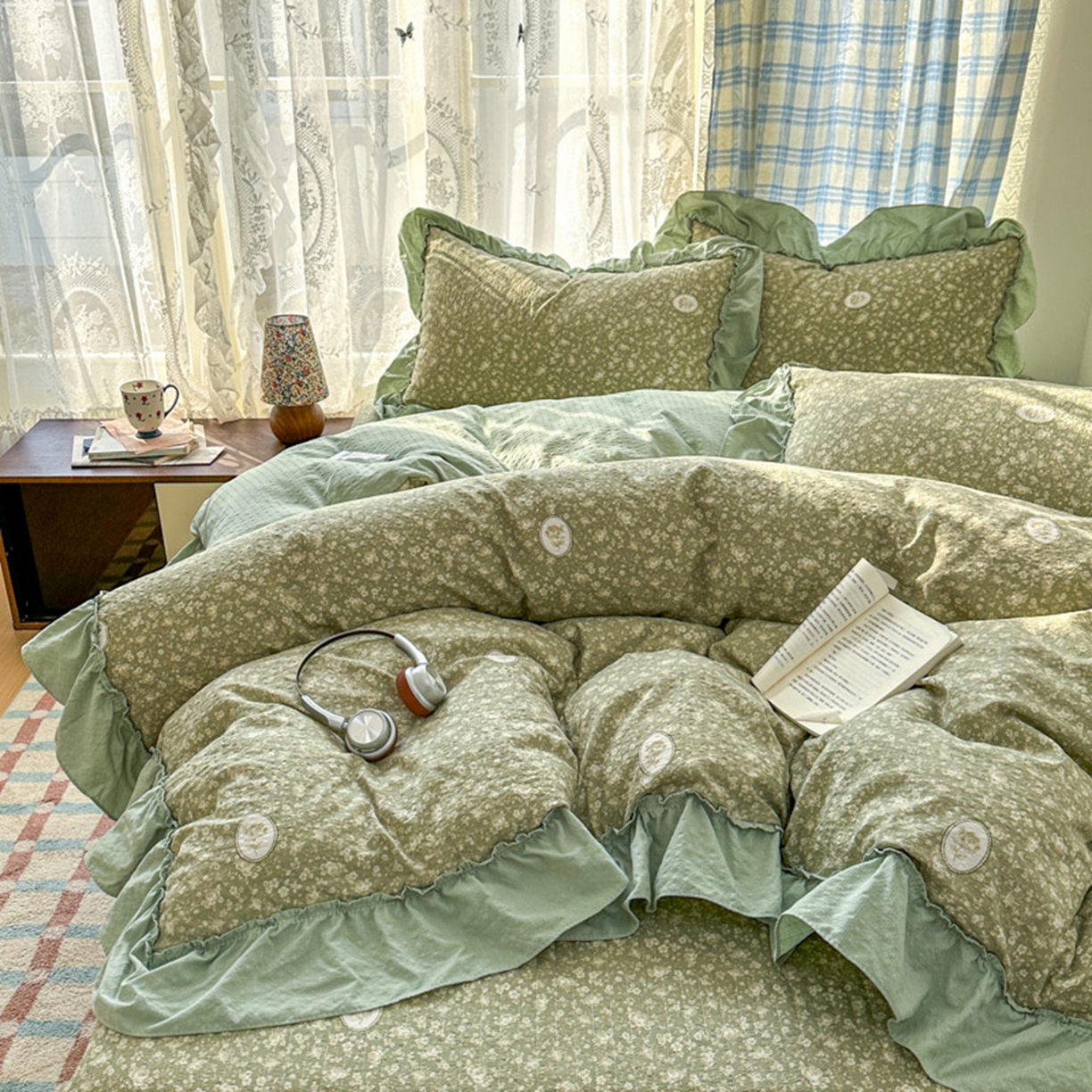 91家纺网 家纺一手货源 找家纺 欧尚 2026新款花边床盖四件套 梦境