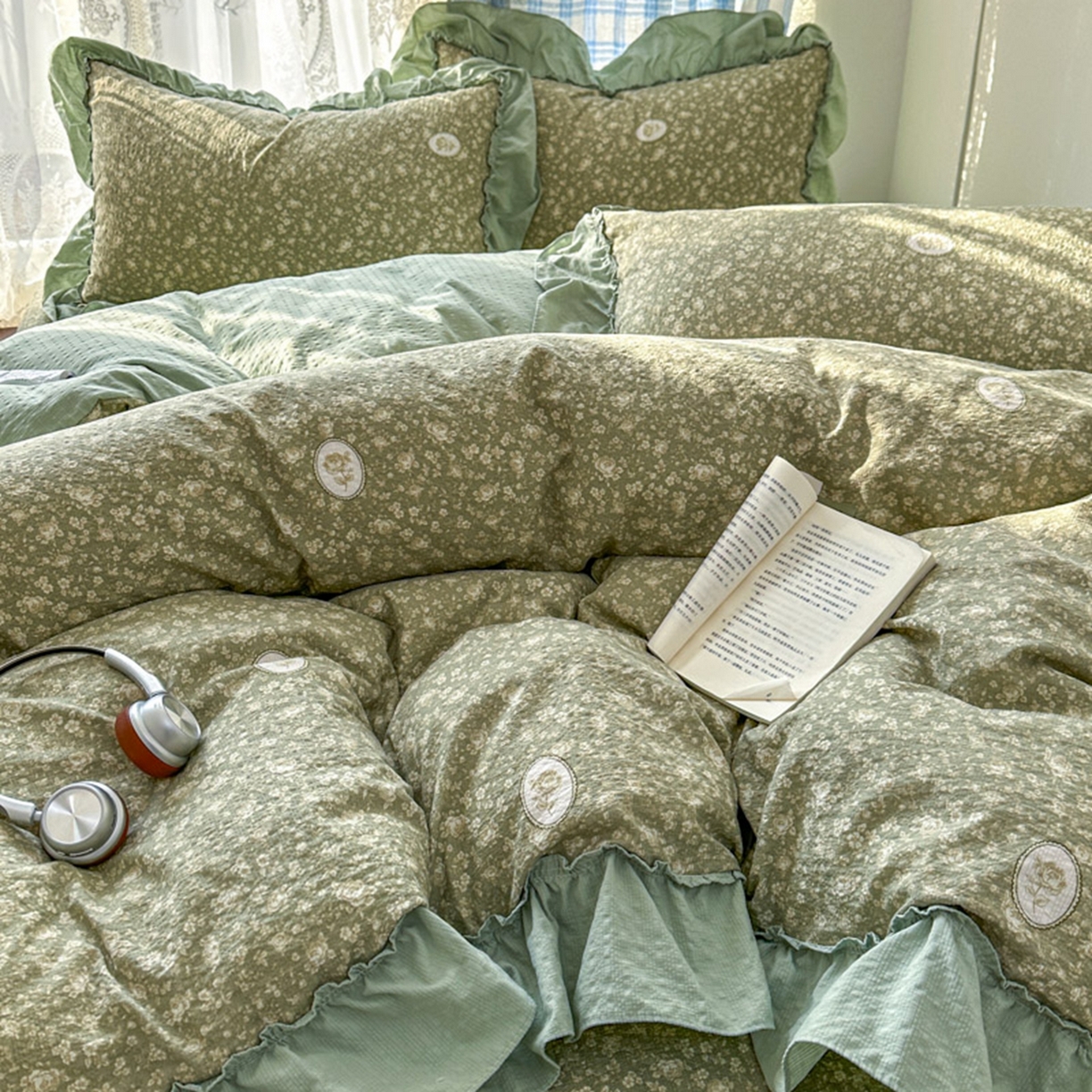 91家纺网 家纺一手货源 找家纺 欧尚 2026新款花边床盖四件套 梦境