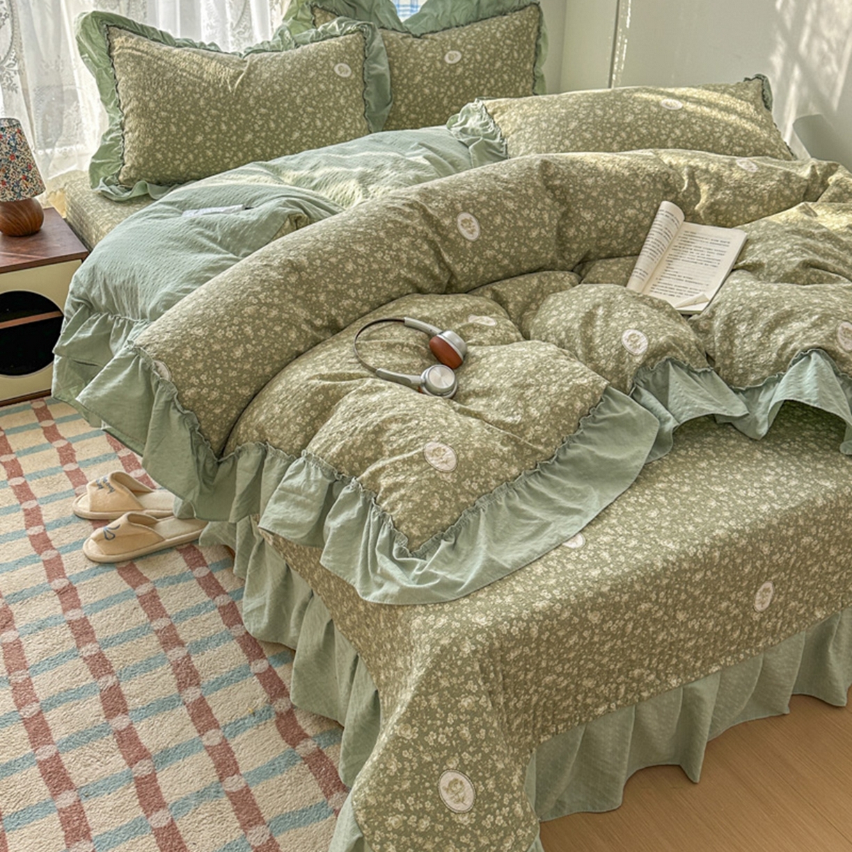 91家纺网 家纺一手货源 找家纺 欧尚 2026新款花边床盖四件套 梦境