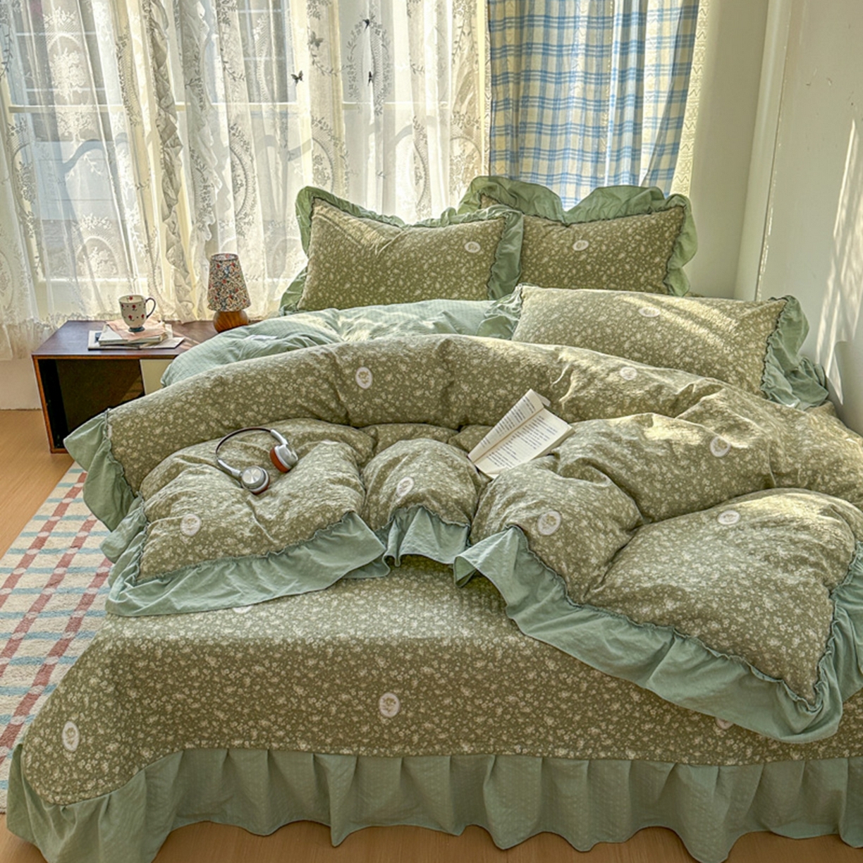 91家纺网 家纺一手货源 找家纺 欧尚 2026新款花边床盖四件套 梦境