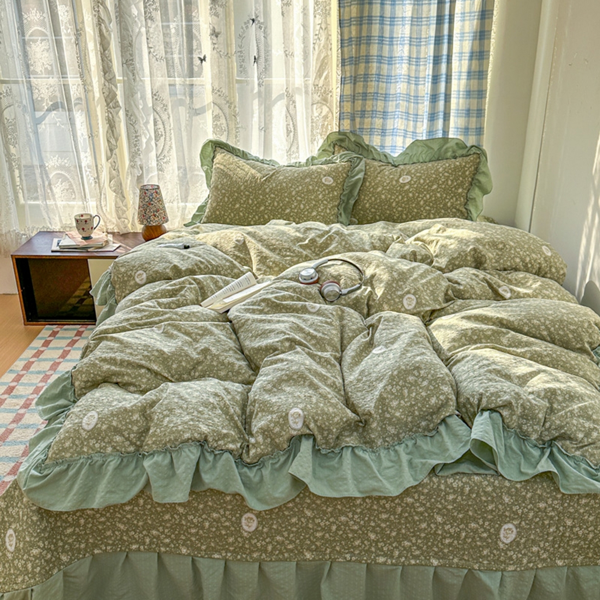 91家纺网 家纺一手货源 找家纺 欧尚 2026新款花边床盖四件套 梦境