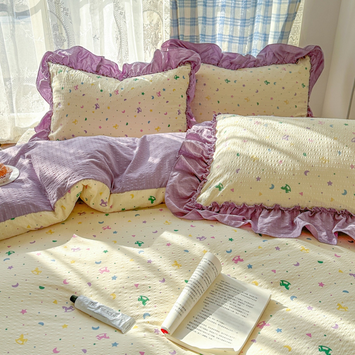 91家纺网 家纺一手货源 找家纺 欧尚 2026新款花边床盖四件套 木马