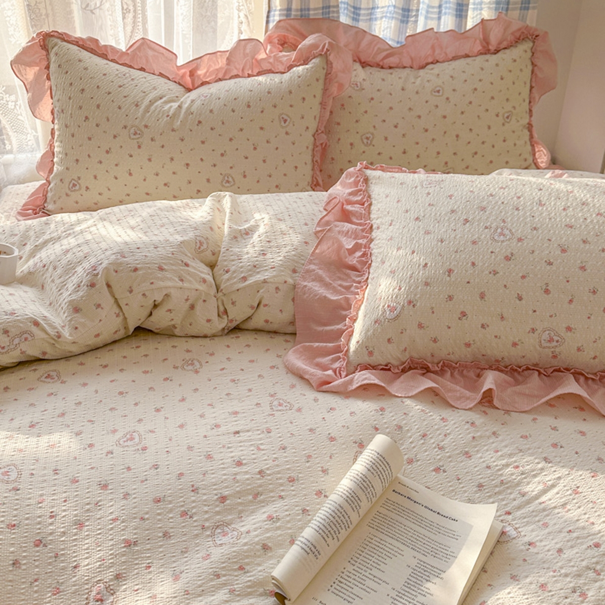 91家纺网 家纺一手货源 找家纺 欧尚 2026新款花边床盖四件套 暖心