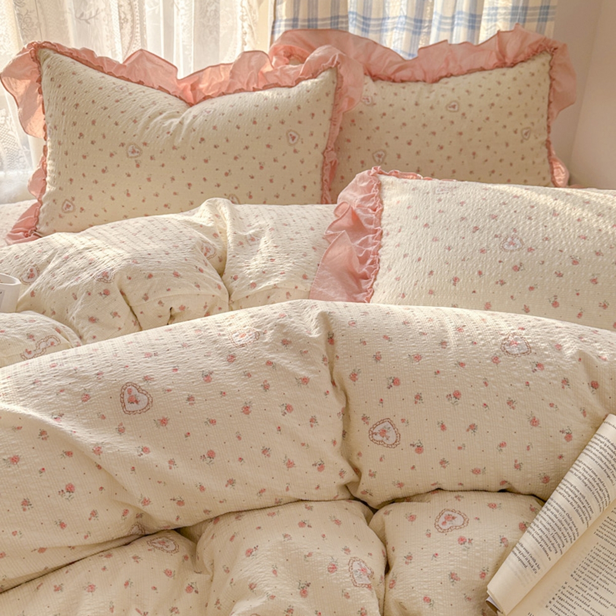 91家纺网 家纺一手货源 找家纺 欧尚 2026新款花边床盖四件套 暖心