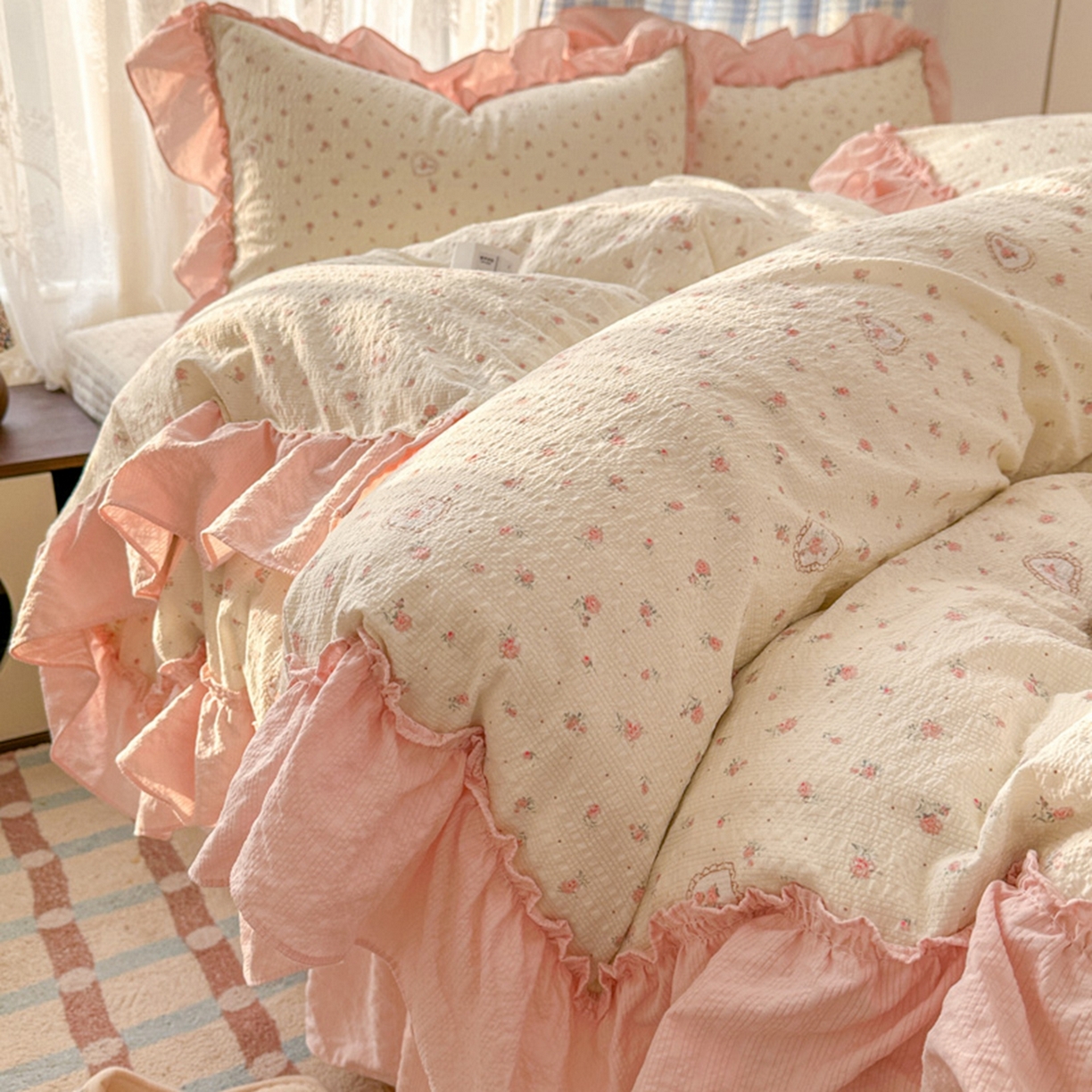 欧尚 2026新款花边床盖四件套 暖心