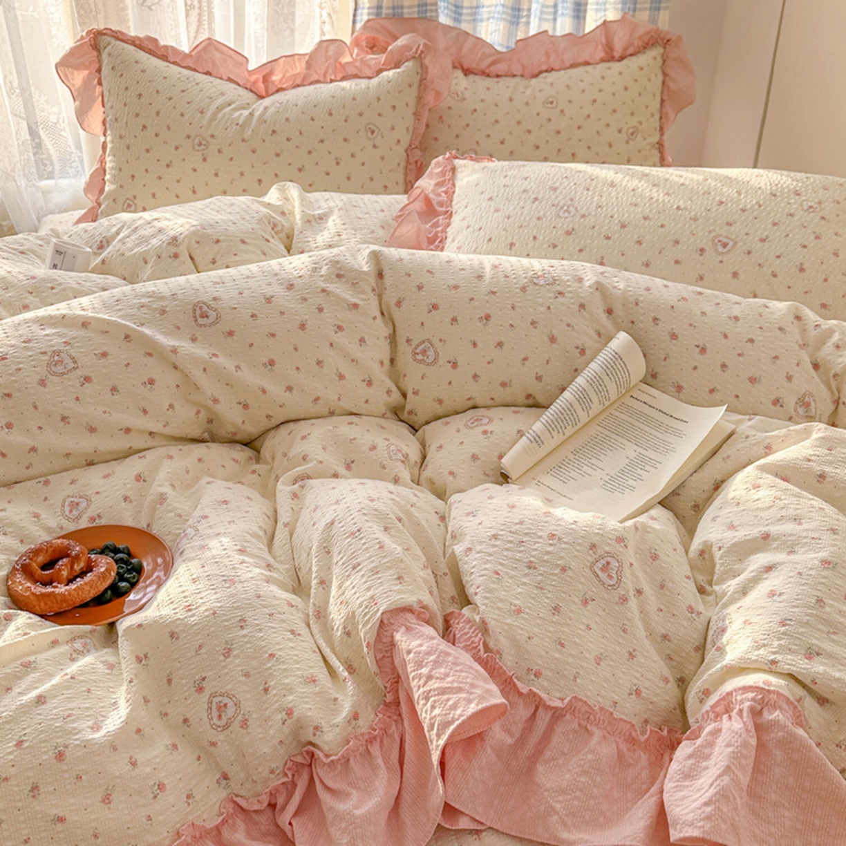 91家纺网 家纺一手货源 找家纺 欧尚 2026新款花边床盖四件套 暖心