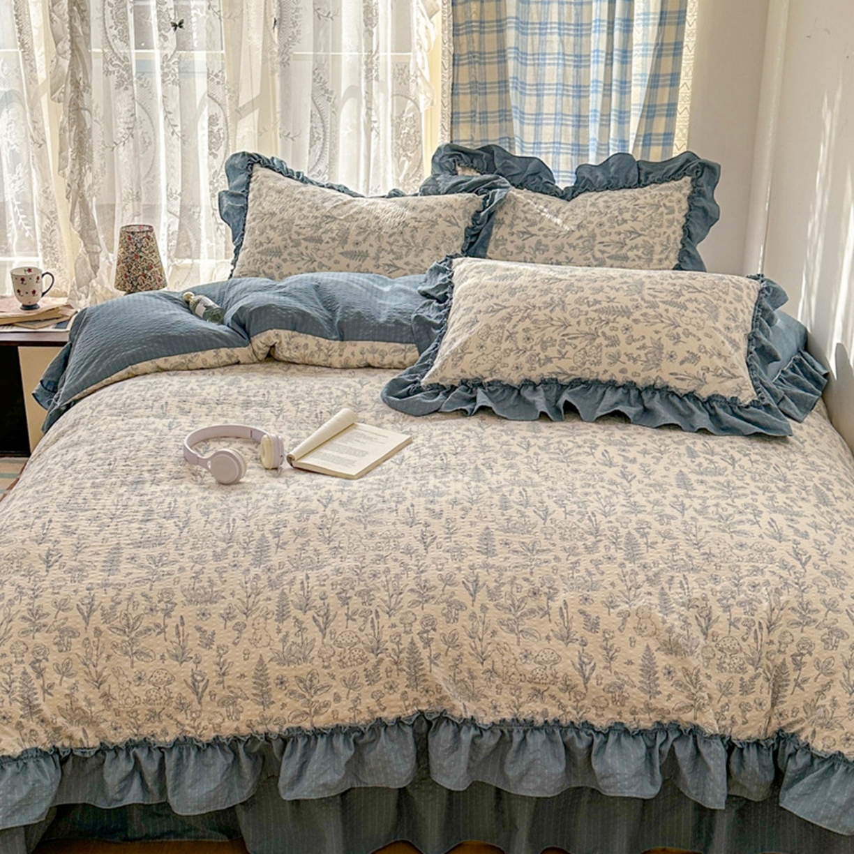 欧尚 2026新款花边床盖四件套 人间草木