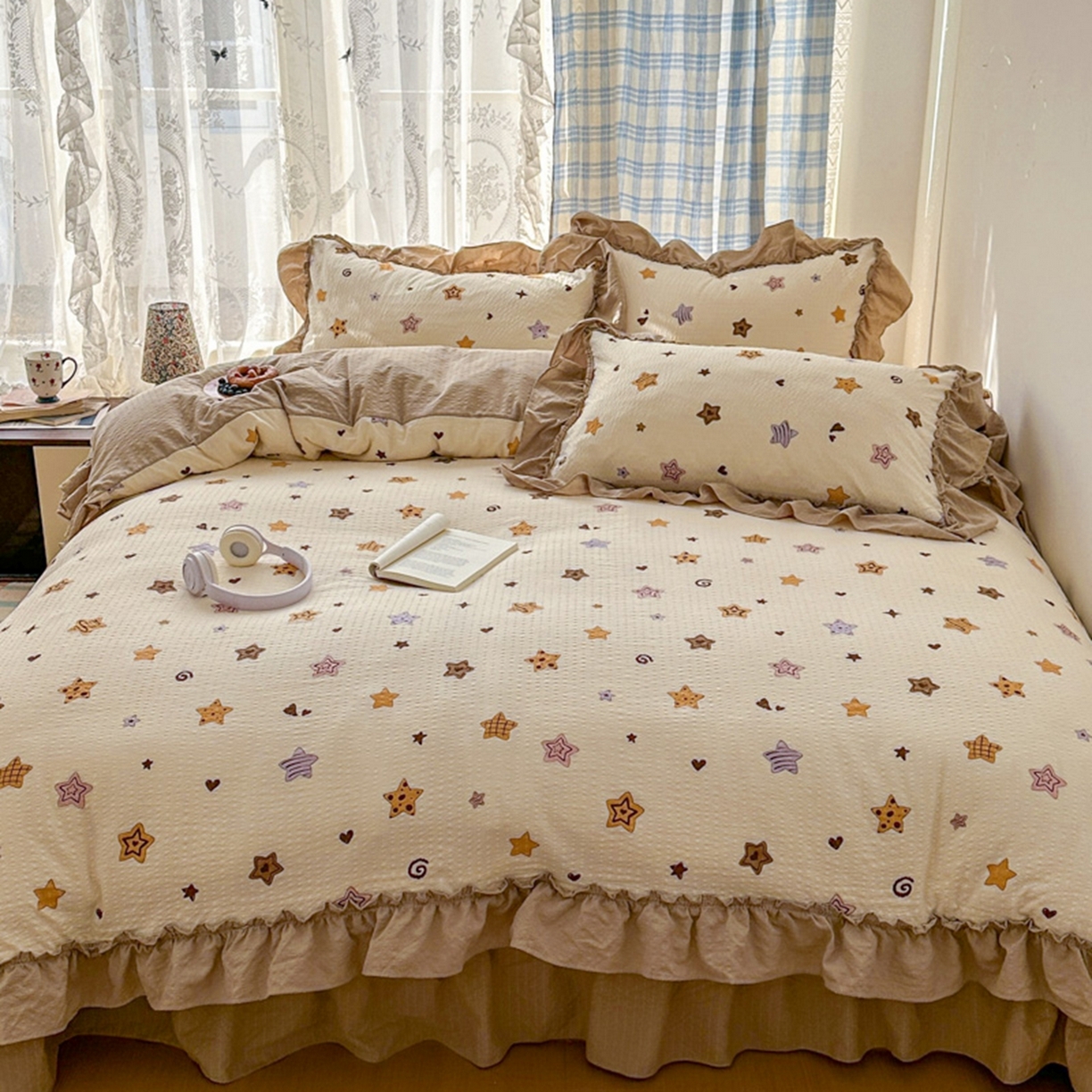 91家纺网 家纺一手货源 找家纺 欧尚 2026新款花边床盖四件套 星愿