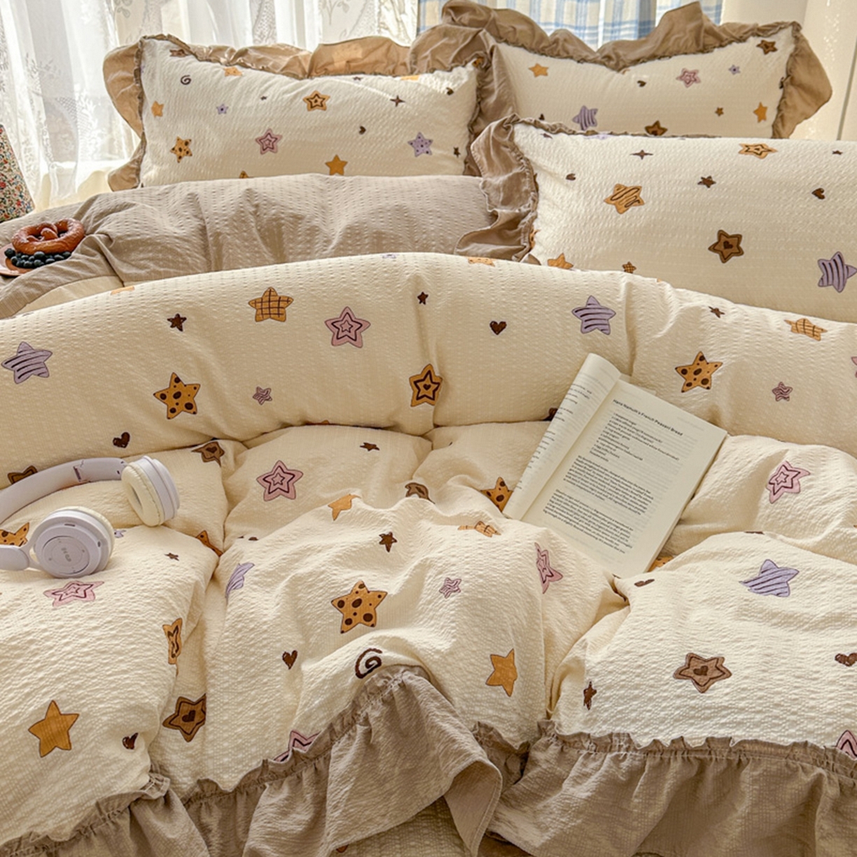 91家纺网 家纺一手货源 找家纺 欧尚 2026新款花边床盖四件套 星愿