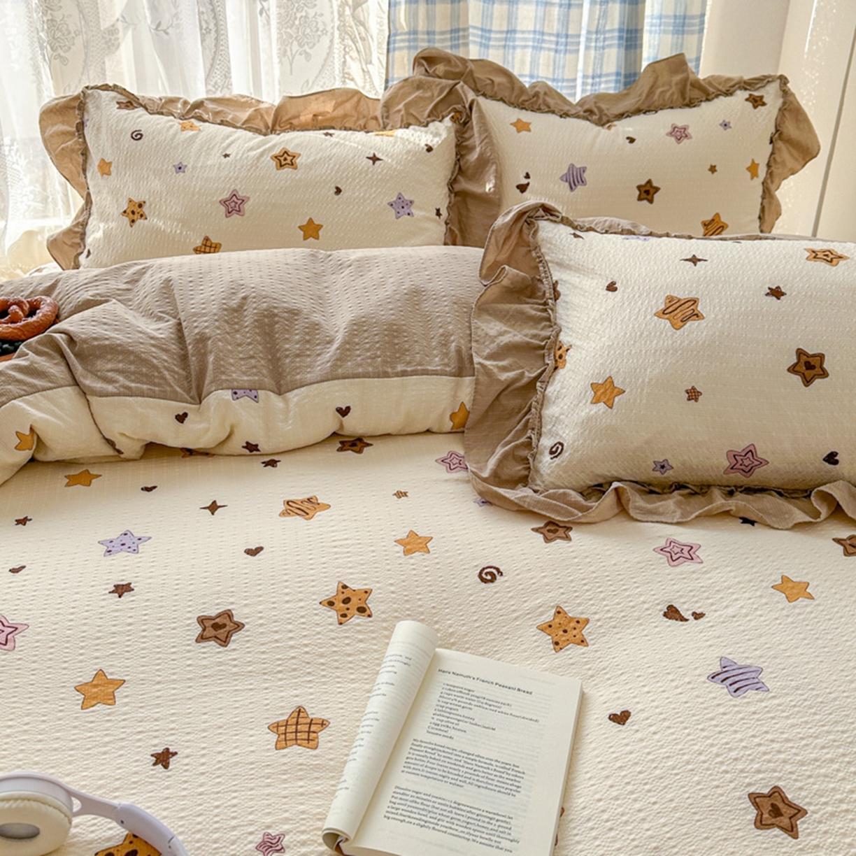 91家纺网 家纺一手货源 找家纺 欧尚 2026新款花边床盖四件套 星愿