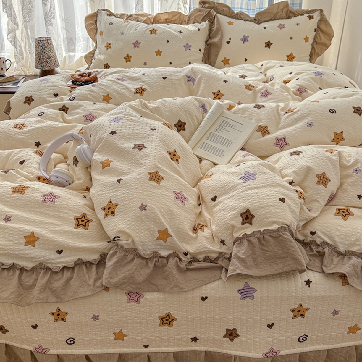 91家纺网 家纺一手货源 找家纺 欧尚 2026新款花边床盖四件套 星愿