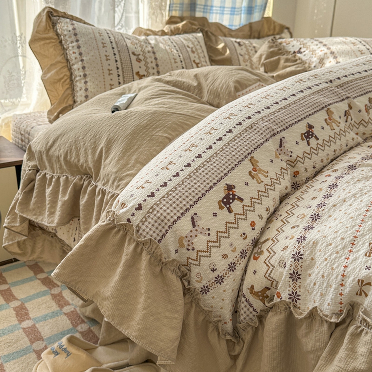 欧尚 2026新款花边床盖四件套 摇摇马