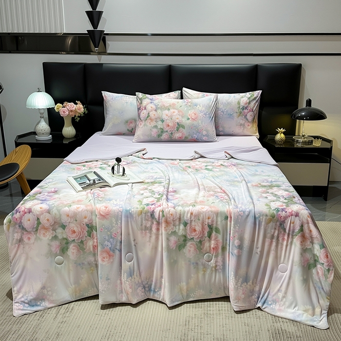 91家纺网 家纺一手货源 找家纺 （总）欧夏家纺 2026新款凉感锦氨夏被玻尿酸焕颜被夏凉被空调被薄被子-直播供货