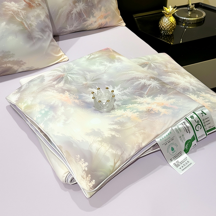 91家纺网 家纺一手货源 找家纺 欧夏家纺 2026新款凉感锦氨夏被玻尿酸焕颜被夏凉被空调被薄被子-直播供货 紫金冠