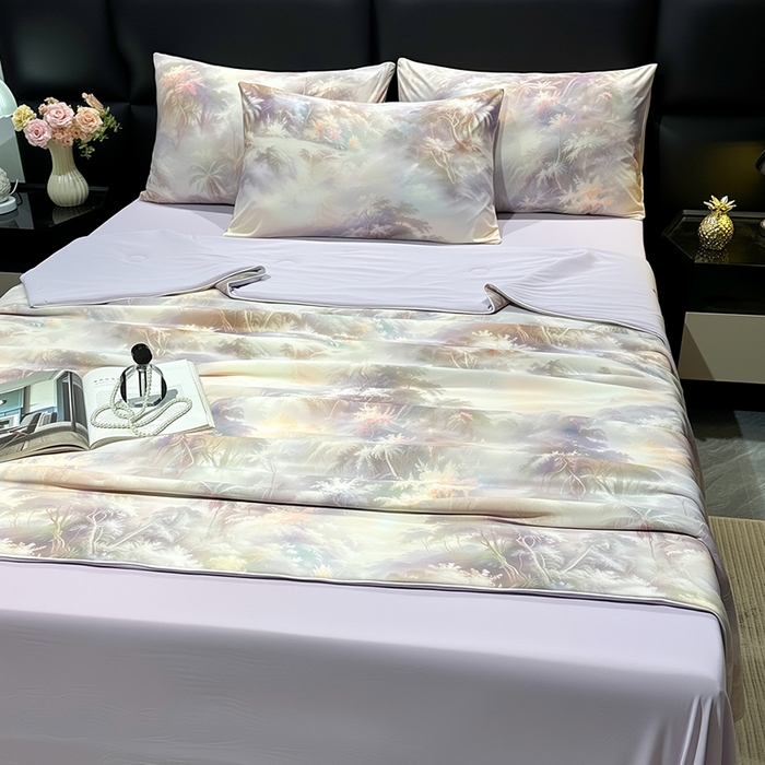 91家纺网 家纺一手货源 找家纺 欧夏家纺 2026新款凉感锦氨夏被玻尿酸焕颜被夏凉被空调被薄被子-直播供货 紫金冠