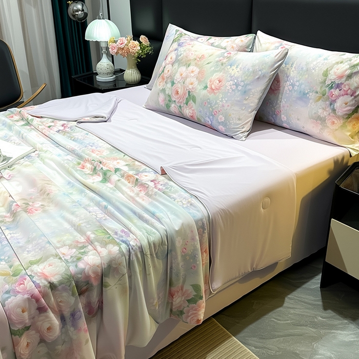 91家纺网 家纺一手货源 找家纺 欧夏家纺 2026新款凉感锦氨夏被玻尿酸焕颜被夏凉被空调被薄被子-直播供货 夏之语