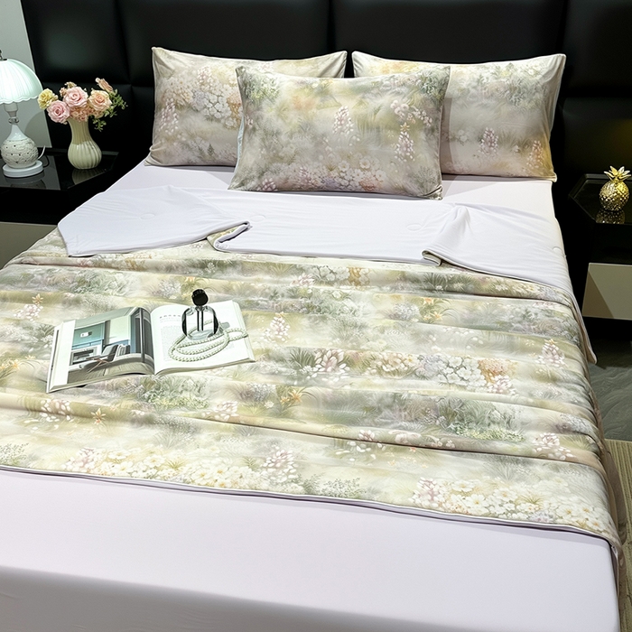 91家纺网 家纺一手货源 找家纺 欧夏家纺 2026新款凉感锦氨夏被玻尿酸焕颜被夏凉被空调被薄被子-直播供货 清木花园