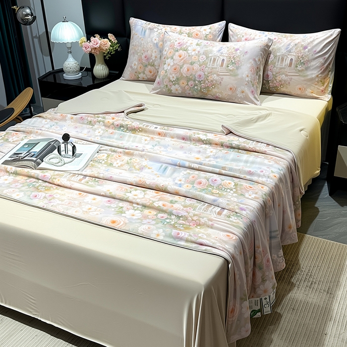 91家纺网 家纺一手货源 找家纺 欧夏家纺 2026新款凉感锦氨夏被玻尿酸焕颜被夏凉被空调被薄被子-直播供货 莫奈花园