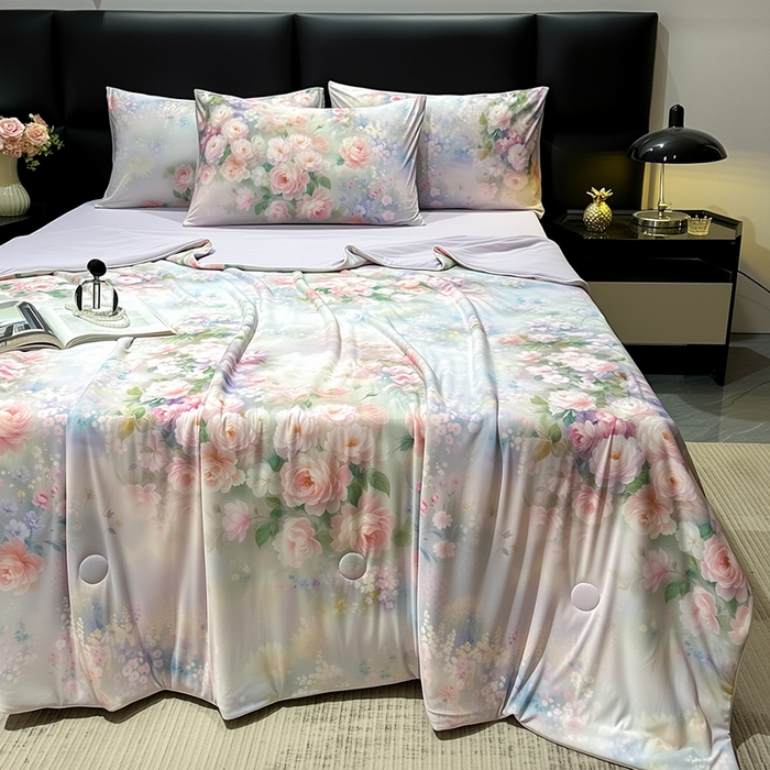 91家纺网 家纺一手货源 找家纺 欧夏家纺 2026新款凉感锦氨夏被玻尿酸焕颜被夏凉被空调被薄被子-直播供货 夏之语