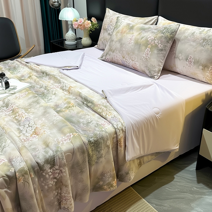 91家纺网 家纺一手货源 找家纺 欧夏家纺 2026新款凉感锦氨夏被玻尿酸焕颜被夏凉被空调被薄被子-直播供货 清木花园