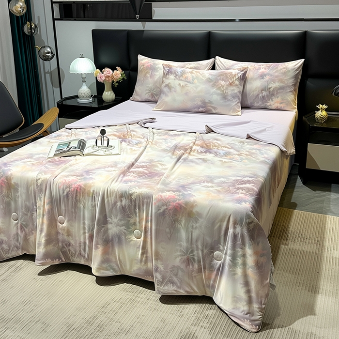 91家纺网 家纺一手货源 找家纺 欧夏家纺 2026新款凉感锦氨夏被玻尿酸焕颜被夏凉被空调被薄被子-直播供货 紫金冠