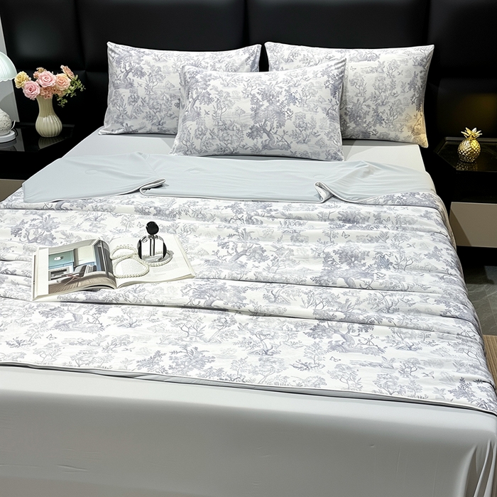 91家纺网 家纺一手货源 找家纺 欧夏家纺 2026新款凉感锦氨夏被玻尿酸焕颜被夏凉被空调被薄被子-直播供货 水墨蓝图