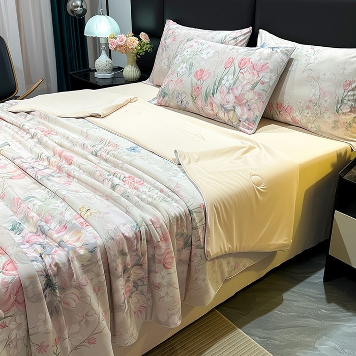 91家纺网 家纺一手货源 找家纺 欧夏家纺 2026新款凉感锦氨夏被玻尿酸焕颜被夏凉被空调被薄被子-直播供货 郁金香