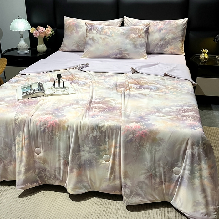 91家纺网 家纺一手货源 找家纺 欧夏家纺 2026新款凉感锦氨夏被玻尿酸焕颜被夏凉被空调被薄被子-直播供货 紫金冠