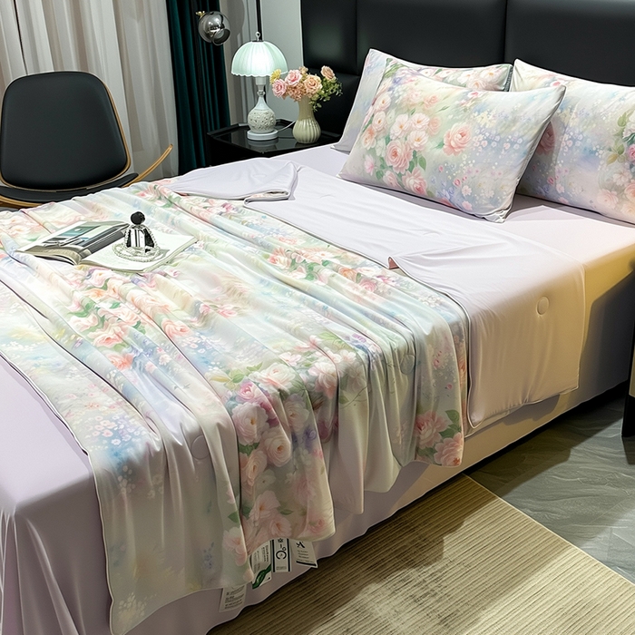 91家纺网 家纺一手货源 找家纺 欧夏家纺 2026新款凉感锦氨夏被玻尿酸焕颜被夏凉被空调被薄被子-直播供货 夏之语